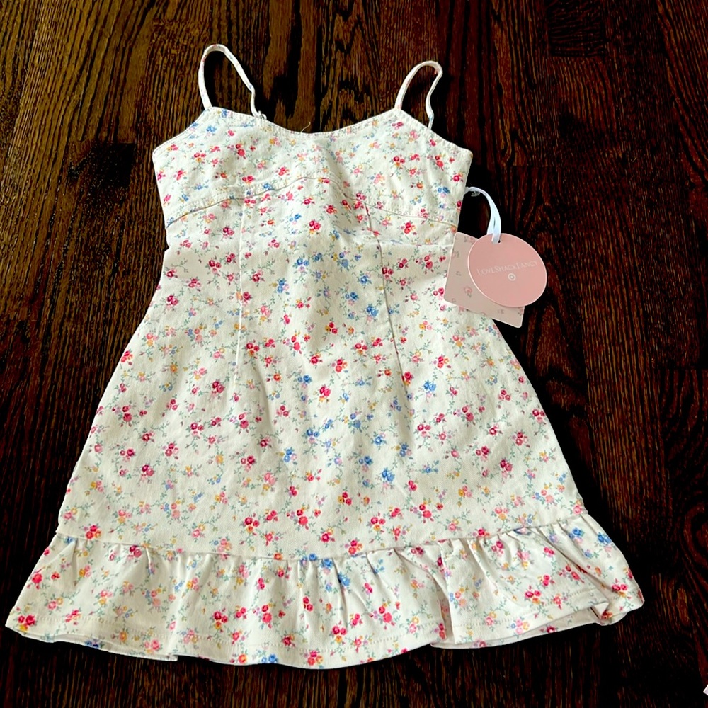 Love Shack FancyxTarget collaboration limited edition.  Jean dress floral print.